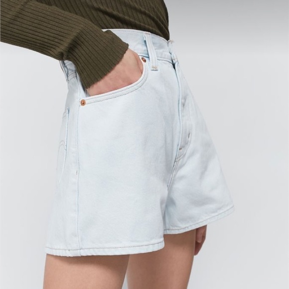 Levis Premium High Waist Wide Leg Short in Primer blue - Picture 3 of 6